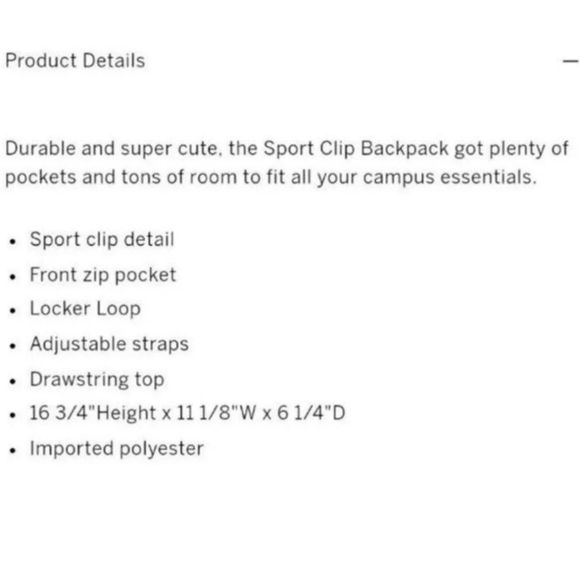 VS Pink Sport Clip Backpack